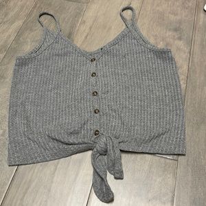 Grey tank top with brown buttons. Size XS for juniors.